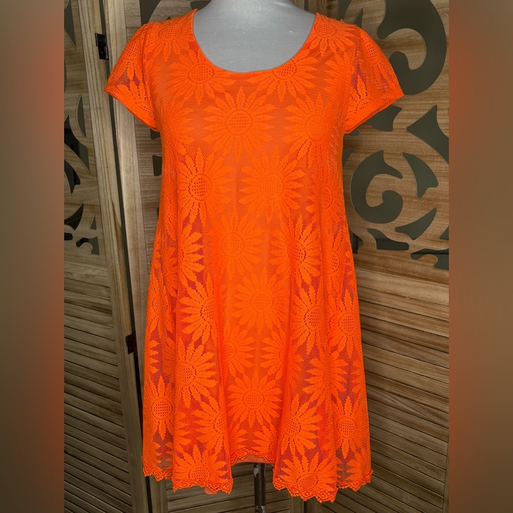 Urban Outfitters Kimchi Blue Bright Orange Small Floral Dress